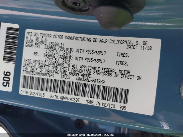 Toyota Tacoma Sr5 V6 2019 3TMAZ5CN0KM087641 Image 9