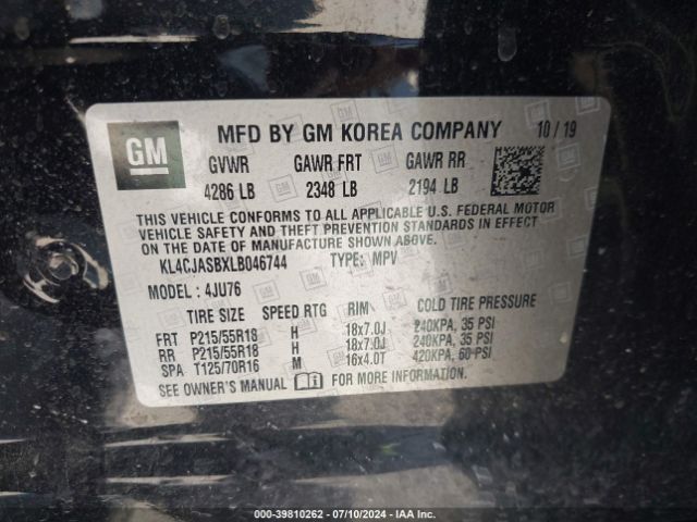 KL4CJASBXLB046744 Buick Encore Fwd Preferred