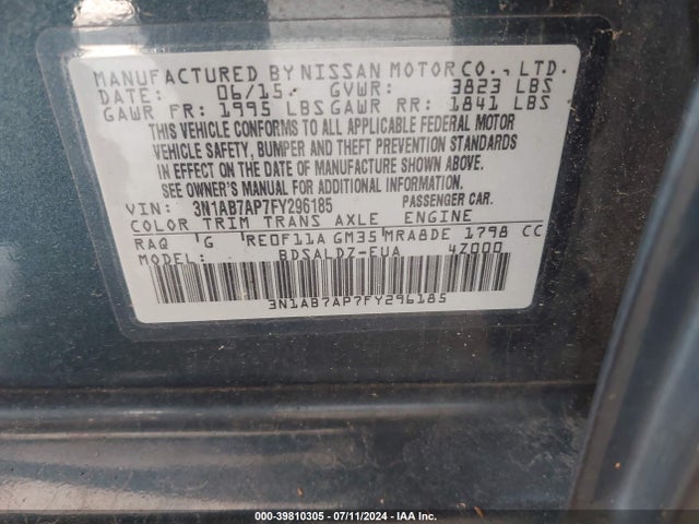 Nissan SENTRA SV 2015 3N1AB7AP7FY296185 Image 9