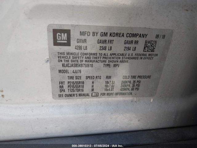 KL4CJASB5KB750610 Buick Encore Fwd Preferred