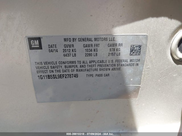 Chevrolet Malibu 1ls 2014 1G11B5SL9EF278749 Image 9