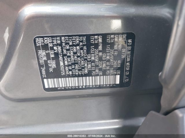 JN8AT3AB5MW202725 Nissan Rogue S Intelligent Awd
