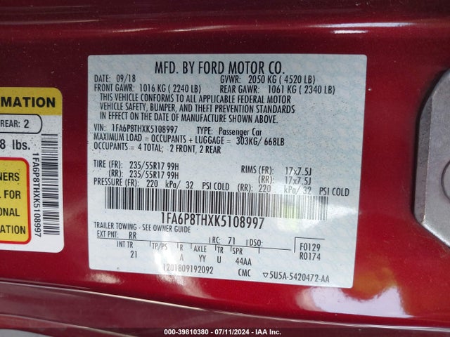 Ford Mustang Ecoboost Premium 2019 1FA6P8THXK5108997 Image 9