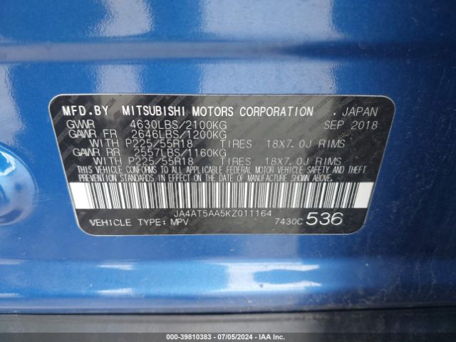 JA4AT5AA5KZ011164 Mitsubishi Eclipse Cross Sel