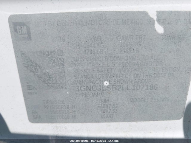 Chevrolet Trax Fwd Lt 2020 3GNCJLSB2LL107186 Image 9