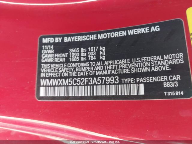 WMWXM5C52F3A57993 Mini Hardtop Cooper