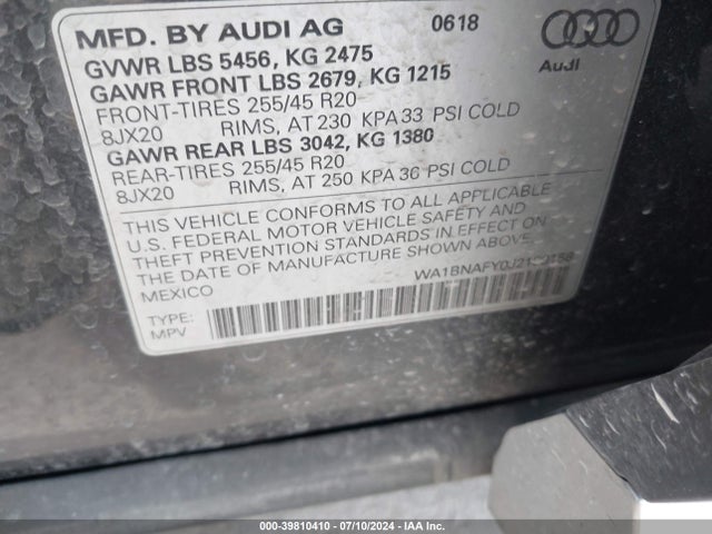 Audi Q5 2.0t Tech Premium 2018 WA1BNAFY0J2199158 Image 9