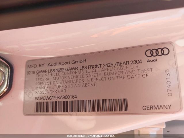 2019 AUDI RS 3 WUABWGFF9KA900164 Photo 8