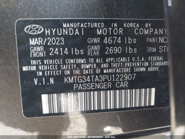 KMTG34TA3PU122907 Genesis G70 2.0t Rwd