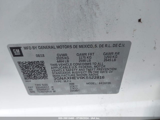 Chevrolet EQUINOX LS 2019 3GNAXHEV6KS522816 Image 9