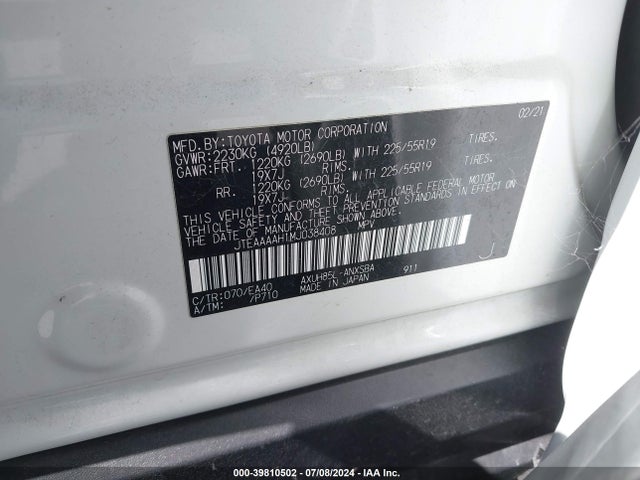 Toyota Venza Limited 2021 JTEAAAAH1MJ038408 Image 9