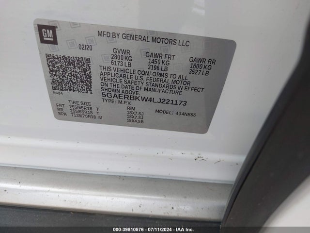 5GAERBKW4LJ221173 Buick Enclave Fwd Essence