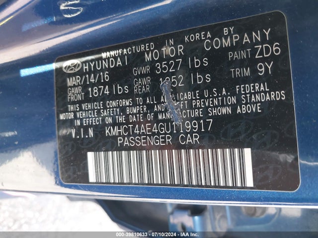 Hyundai ACCENT SE 2016 KMHCT4AE4GU119917 Image 9