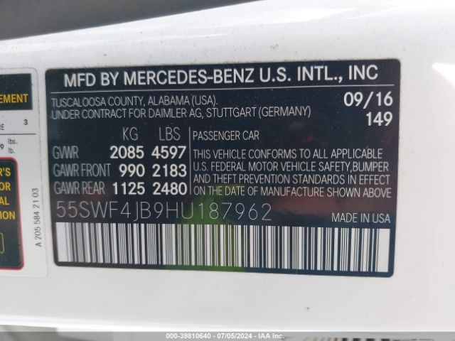 55SWF4JB9HU187962 Mercedes-Benz C 300 Luxury/sport