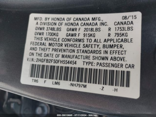2HGFB2F50FH554454 Honda Civic Lx