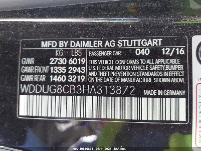 WDDUG8CB3HA313872 Mercedes-Benz S 550