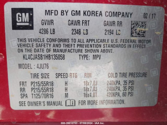 KL4CJASB1HB135058 Buick Encore Preferred