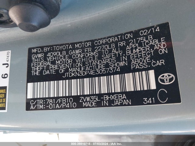 Toyota PRIUS PLUG-IN 2014 JTDKN3DP4E3057374 Image 9