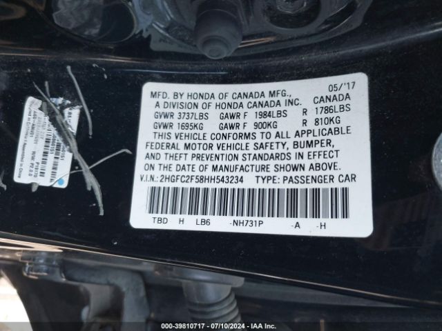 2HGFC2F58HH543234 Honda Civic Lx