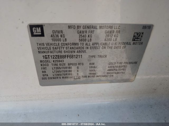 1GT12ZE88FF681211 GMC Sierra 2500hd Slt