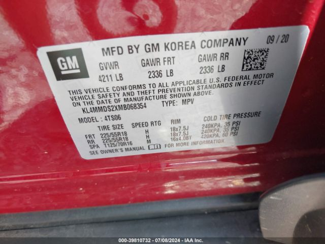KL4MMDS2XMB068354 Buick Encore Gx Fwd Select