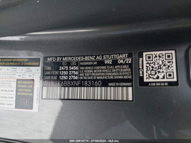 W1K1K6BBXNF183160 Mercedes-Benz Amg E 53 4matic