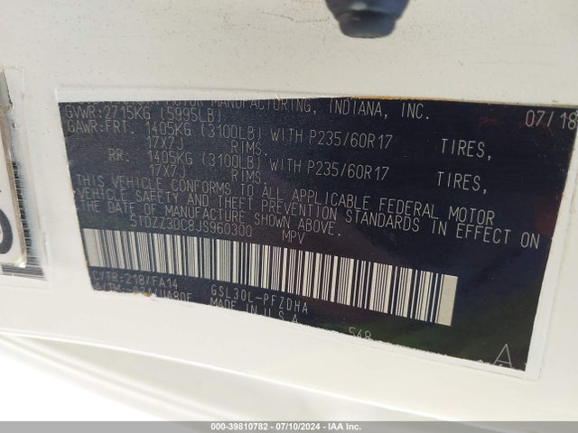 Toyota Sienna L 7 Passenger 2018 5TDZZ3DC8JS960300 Image 9
