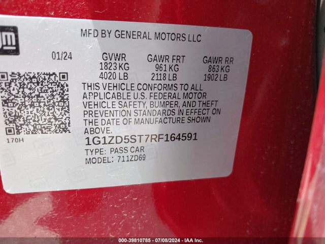 Chevrolet MALIBU LT 2024 1G1ZD5ST7RF164591 Image 9
