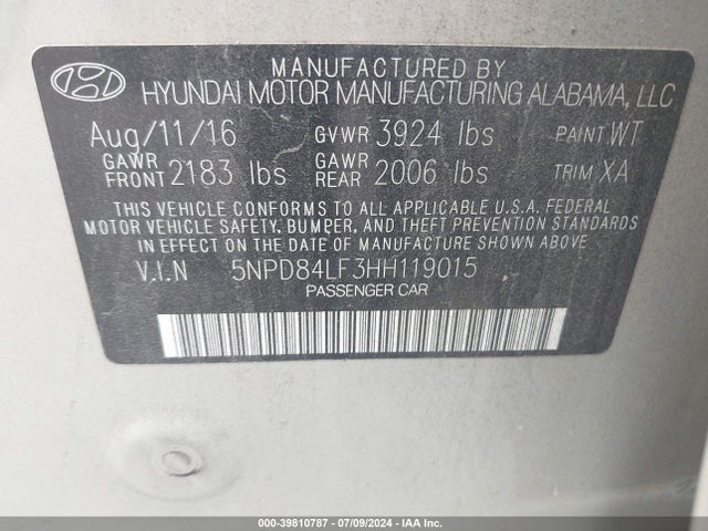 Hyundai Elantra Value Edition 2017 5NPD84LF3HH119015 Image 9
