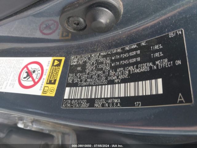 5TDBKRFHXES050350 Toyota Highlander Le Plus V6