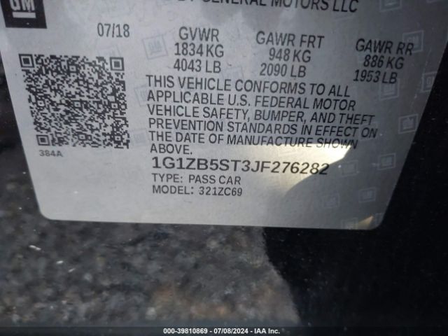 1G1ZB5ST3JF276282 Chevrolet Malibu 1ls
