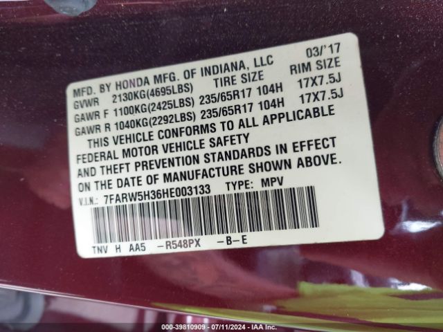 7FARW5H36HE003133 Honda CR-V LX