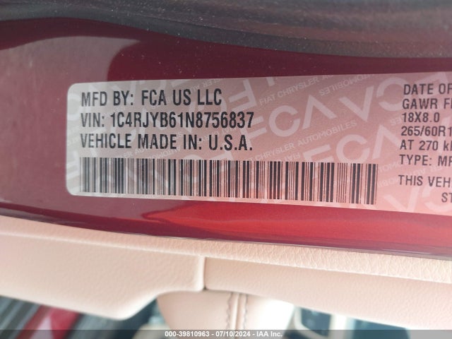 1C4RJYB61N8756837 Jeep Grand Cherokee 4xe Limited 4x4