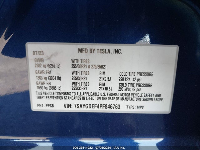 7SAYGDEF4PF846763 Tesla Model Y Awd/performance Dual Motor All-wheel Drive