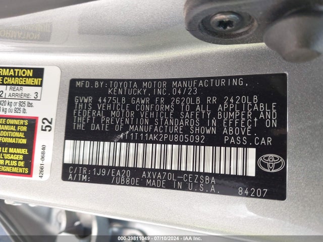 Toyota CAMRY SE 2023 4T1T11AK2PU805092 Image 9