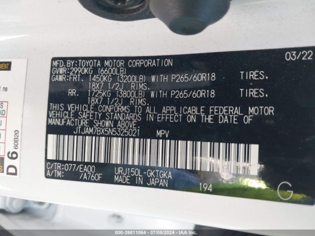 JTJAM7BX5N5325021 Lexus 460 Premium