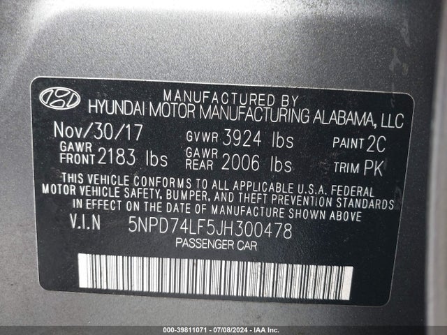 Hyundai ELANTRA SE 2018 5NPD74LF5JH300478 Image 9