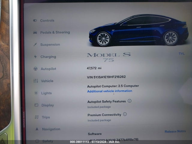 5YJSA1E19HF216262 Tesla Model S 60/75