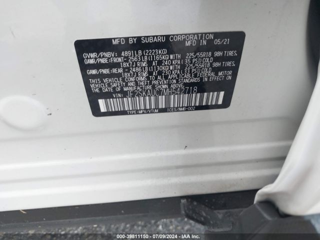JF2SKAUC7MH542718 Subaru Forester Limited