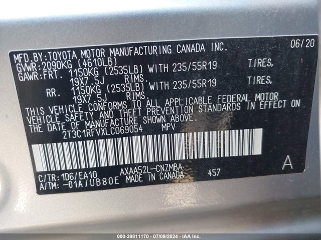 Toyota Rav4 Xle Premium 2020 2T3C1RFVXLC069054 Image 9