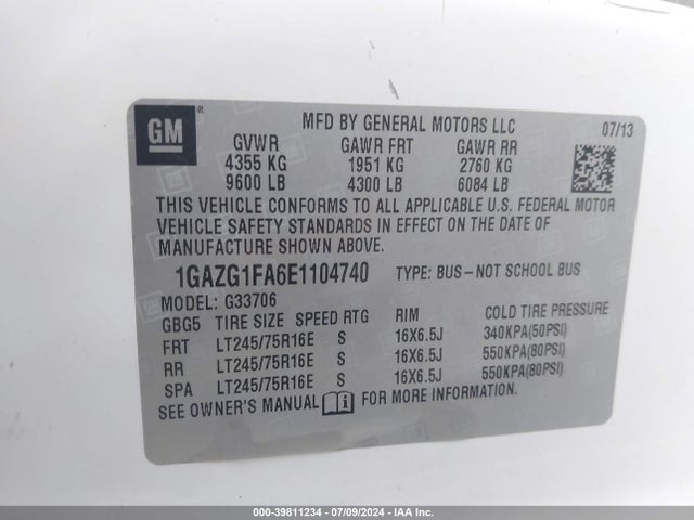 Chevrolet Express 3500 Lt 2014 1GAZG1FA6E1104740 Image 9