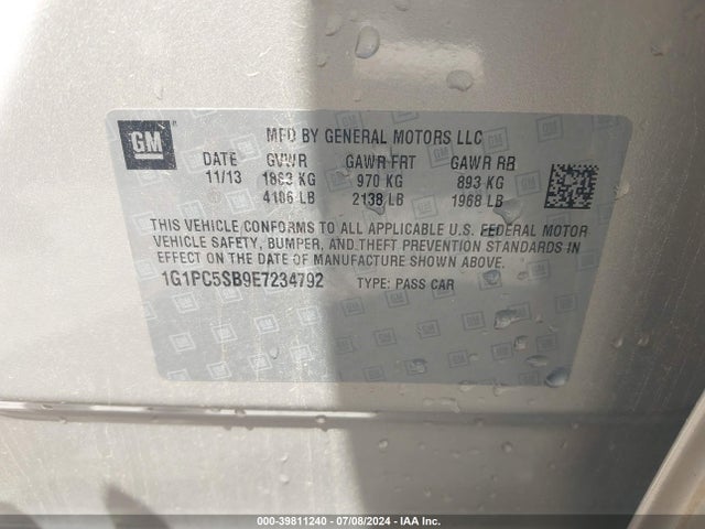 Chevrolet Cruze 1lt Auto 2014 1G1PC5SB9E7234792 Image 9