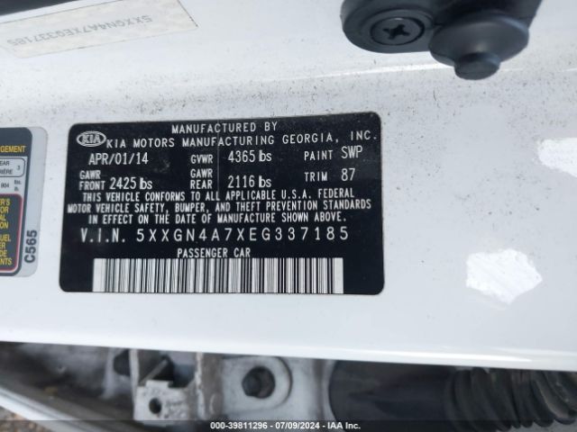 5XXGN4A7XEG337185 KIA OPTIMA EX