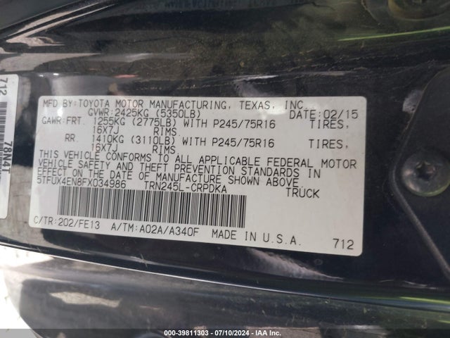 Toyota Tacoma 2015 5TFUX4EN8FX034986 Image 9