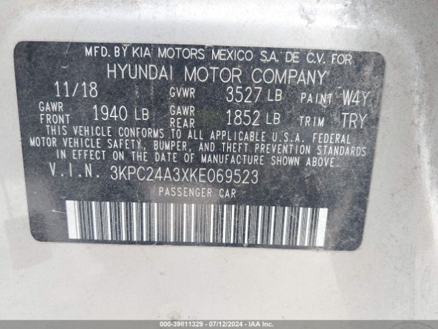 3KPC24A3XKE069523 Hyundai Accent Sel