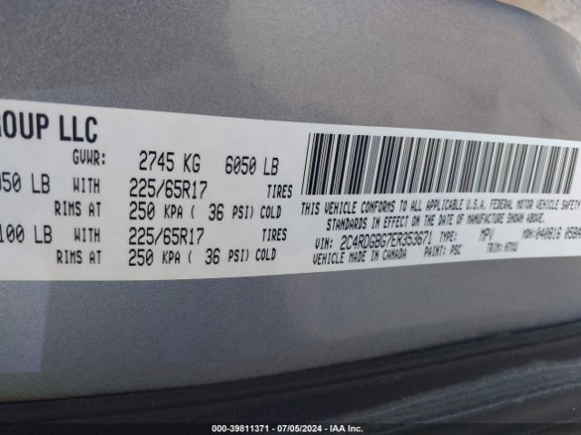 2C4RDGBG7ER353671 Dodge Grand Caravan Se