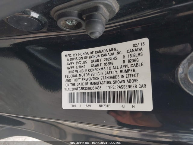 Honda Civic Ex-t 2018 2HGFC3B30JH351435 Image 9
