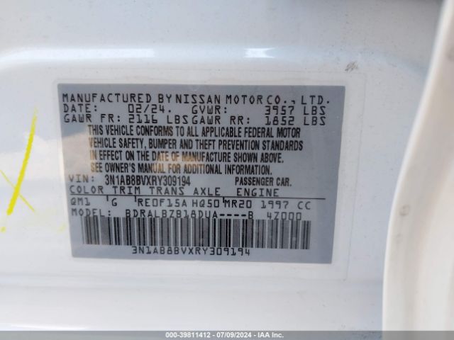 3N1AB8BVXRY309194 Nissan Sentra S Xtronic Cvt