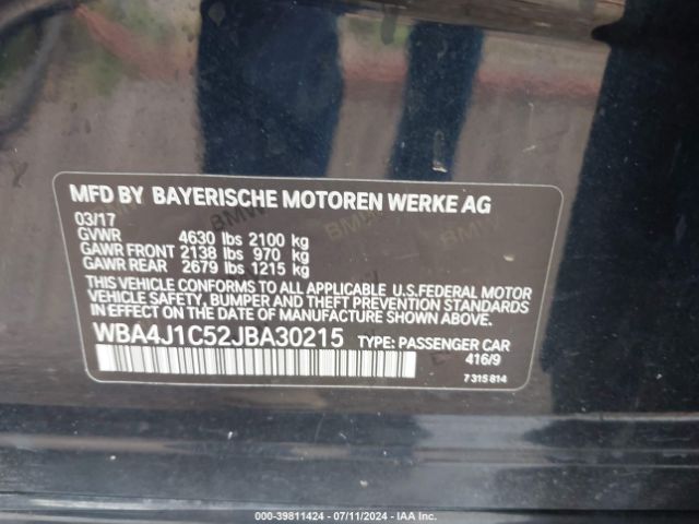 WBA4J1C52JBA30215 BMW 430i Gran Coupe