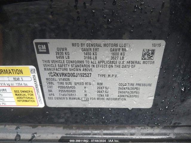 1GKKVRKD0GJ192527 GMC Acadia Slt-1